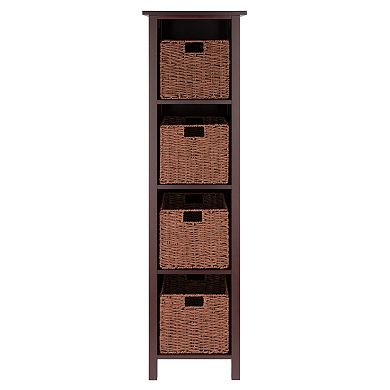 Winsome Wood Milan 5-piece Shelf & 4 Foldable Baskets Set