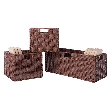 Winsome Wood Milan 4-piece Shelf & 3 Foldable Baskets Set