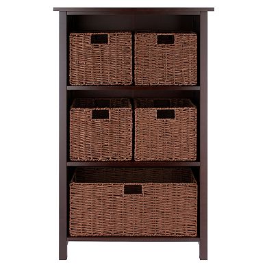 Winsome Wood Milan 6-piece Shelf & 5 Foldable Baskets Set