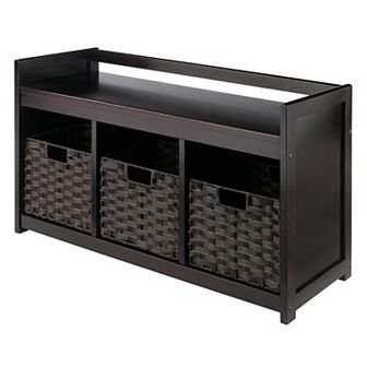 Winsome Wood Addison 4 pc Storage Bench & 3 Baskets Set