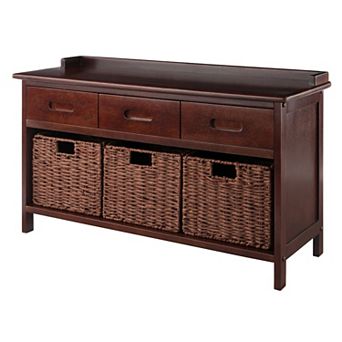 Winsome Wood Adriana 4 pc Storage Bench & 3 Baskets Set
