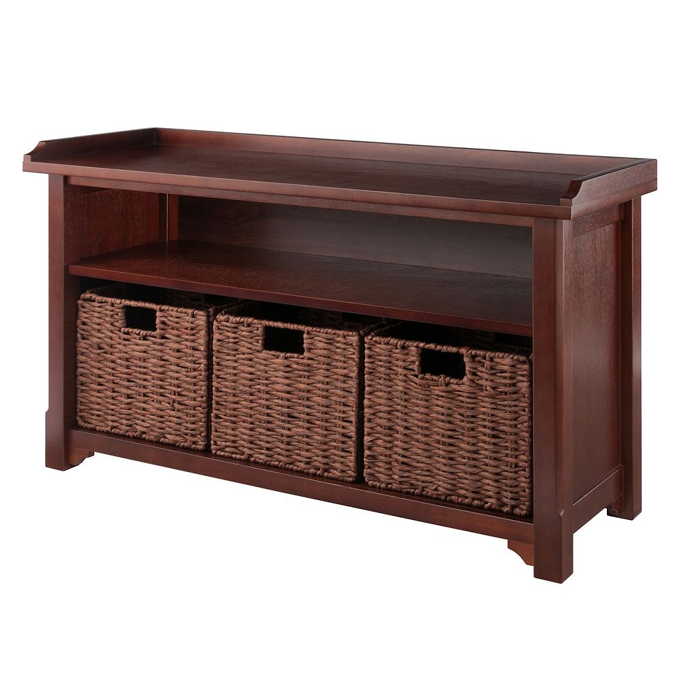 Winsome Wood Milan 4-piece Storage Bench & 3 Baskets Set