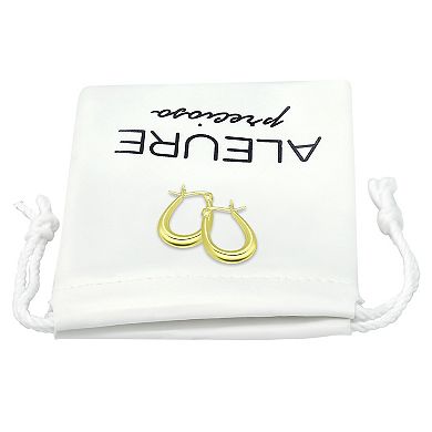 Aleure Precioso Sterling Silver 3 mm x 30 mm Oval Hoop Earrings