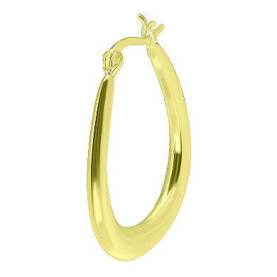 Aleure Precioso Sterling Silver 3 mm x 30 mm Oval Hoop Earrings