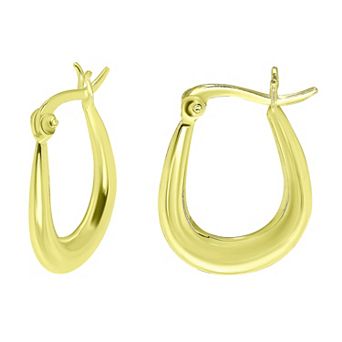Aleure Precioso Sterling Silver 3 mm x 30 mm Oval Hoop Earrings