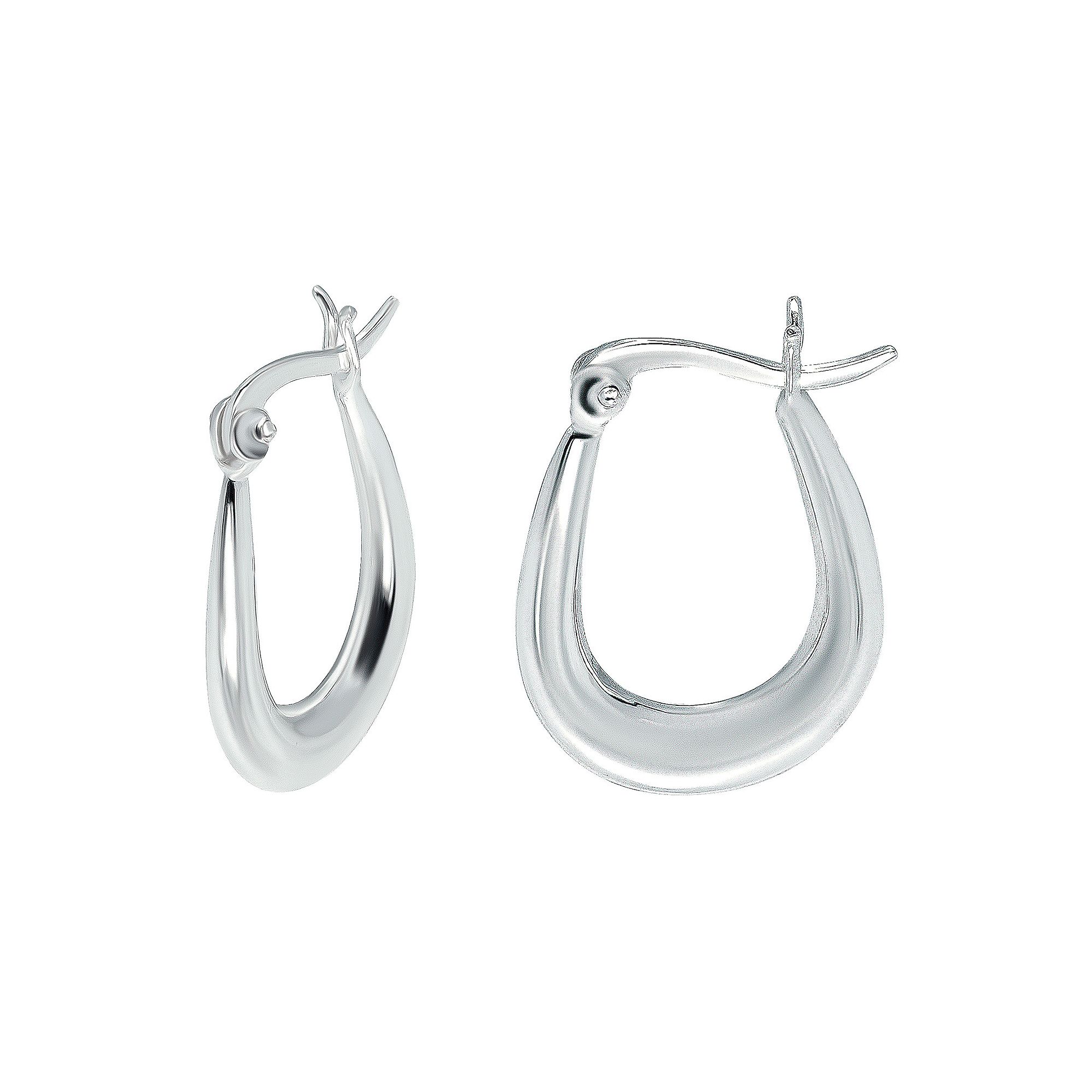 Aleure Precioso Sterling Silver 3 mm x 30 mm Oval Hoop Earrings, Womens, S