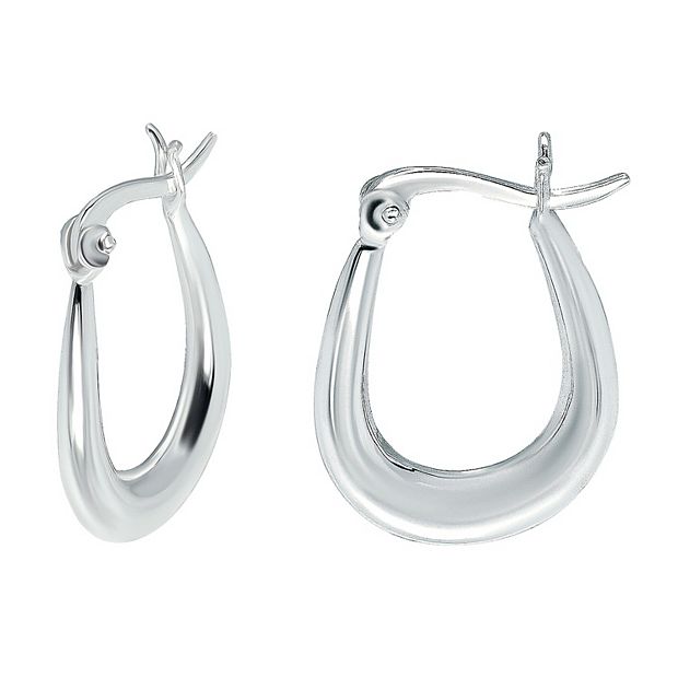 Women's Sterling Silver Hoop Earring with Click Top - Silver (30mm)