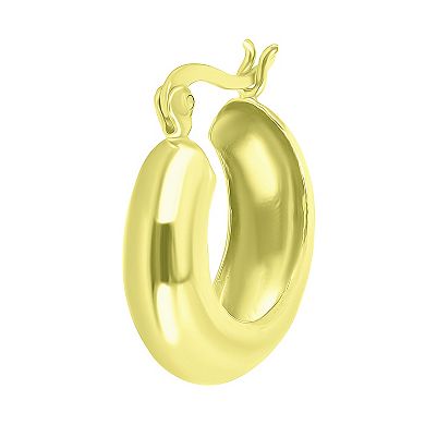 Aleure Precioso Sterling Silver 6 mm x 22 mm Dome Hoop Earrings