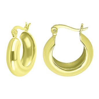 Aleure Precioso Sterling Silver 6 mm x 22 mm Dome Hoop Earrings