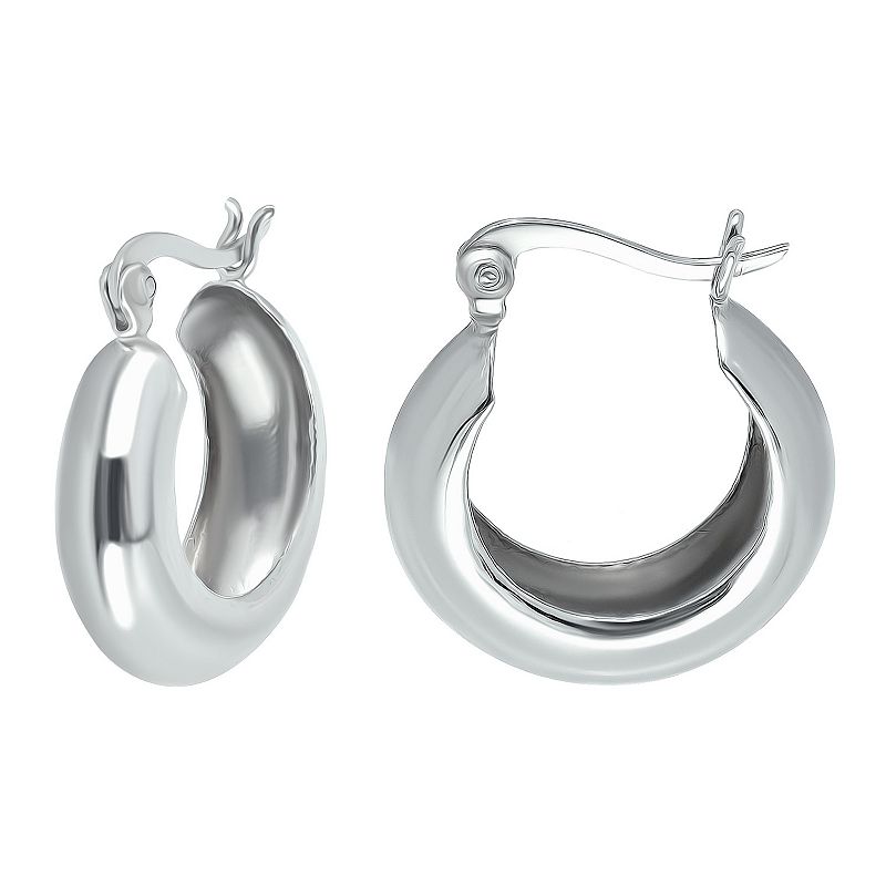 Aleure Precioso Sterling Silver 6 mm x 22 mm Dome Hoop Earrings, Womens