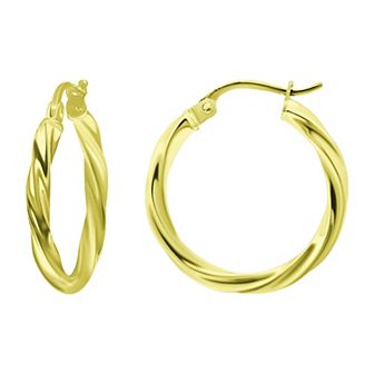 Aleure Precioso Sterling Silver Twist Hoop Earrings
