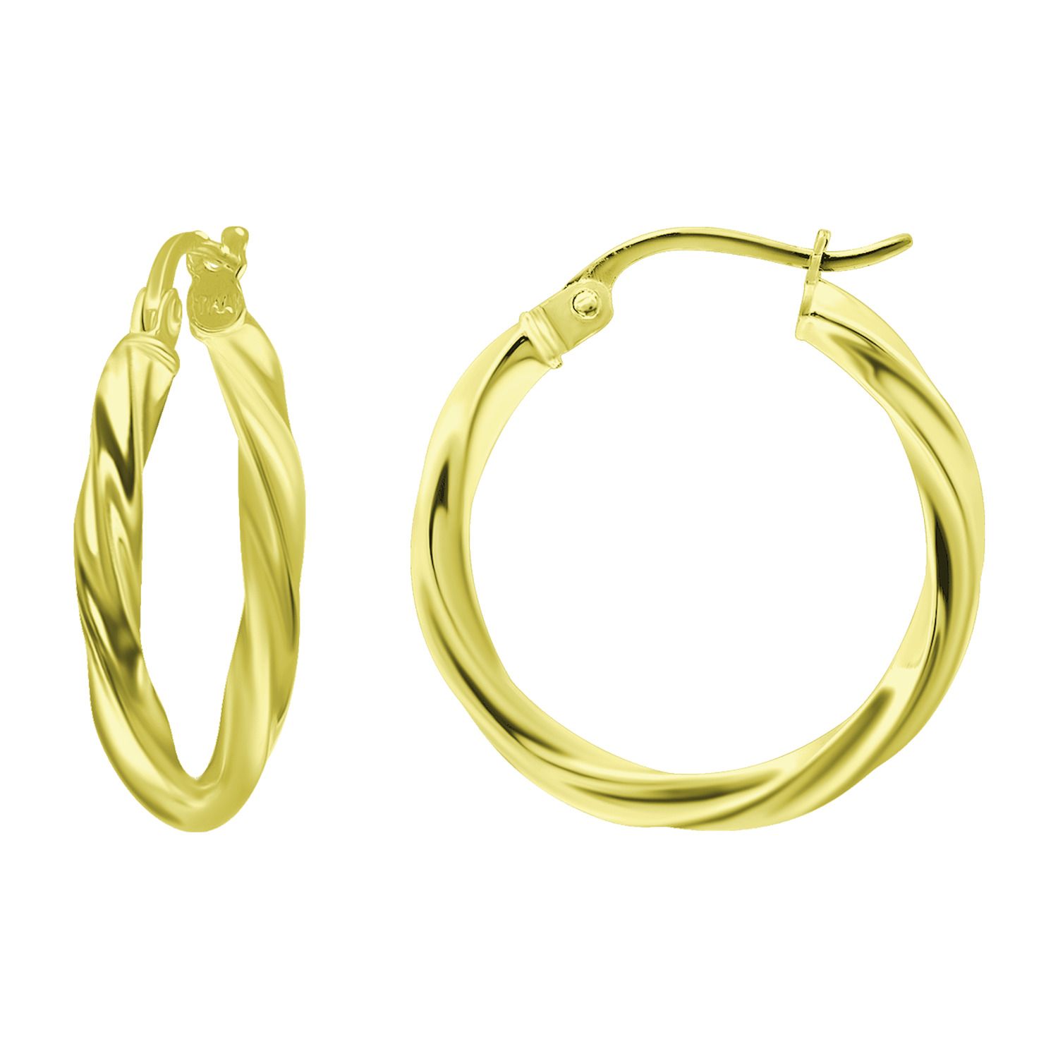 Sfoni Orecchini A Cerchio In Argento 925 Con Zirconie - Modello Intrecciato Twist - 20 Mm - Ipoallergenici