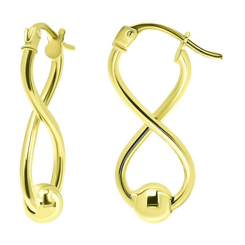 Aleure Precioso Sterling Silver Bead Infinity Earrings, Womens, Gold