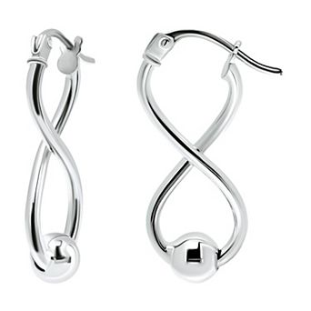 Aleure Precioso Sterling Silver Bead Infinity Earrings