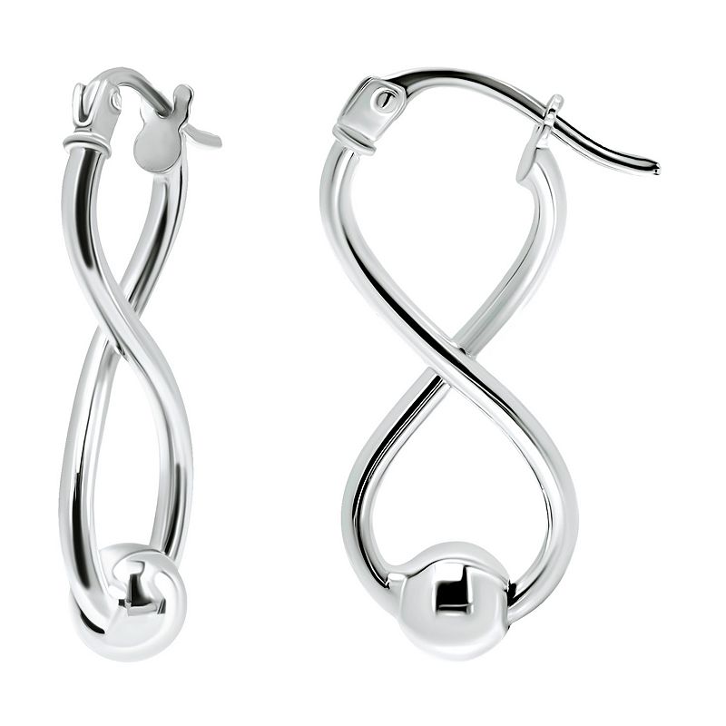 Aleure Precioso Sterling Silver Bead Infinity Earrings, Womens