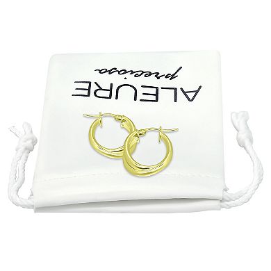 Aleure Precioso Sterling Silver 2 Row Oval Hoop Earrings