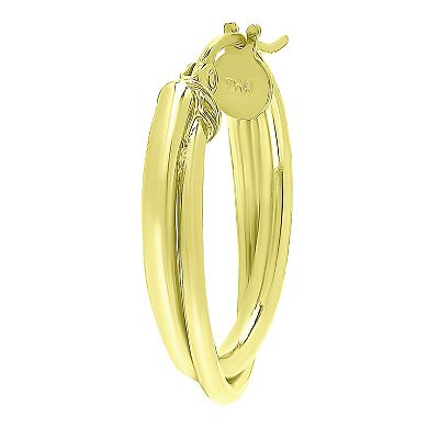 Aleure Precioso Sterling Silver 2 Row Oval Hoop Earrings