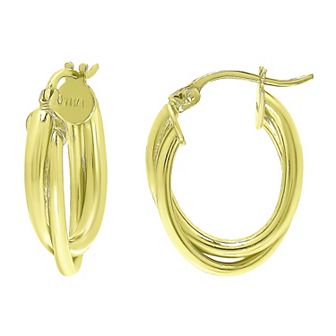 Aleure Precioso Sterling Silver 2 Row Oval Hoop Earrings