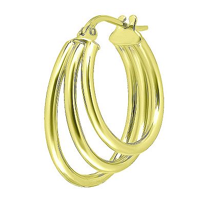 Aleure Precioso Sterling Silver 1.5 mm x 20 mm 3 Row Hoop Earrings