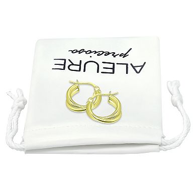 Aleure Precioso Sterling Silver Double Tube Hoop Earrings