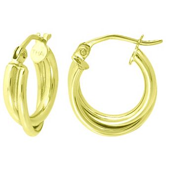 Aleure Precioso Sterling Silver Double Tube Hoop Earrings