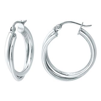 Aleure Precioso Sterling Silver Double Tube Hoop Earrings