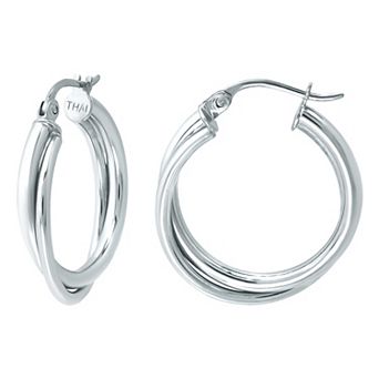 Aleure Precioso Sterling Silver Double Tube Hoop Earrings