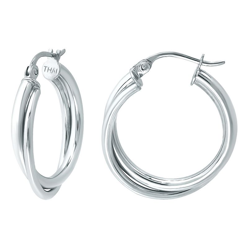 Aleure Precioso Sterling Silver Double Tube Hoop Earrings, Womens, Size: 2