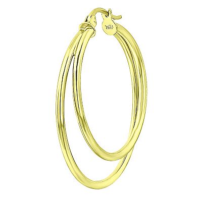 Aleure Precioso Sterling Silver Graduated Double Hoop Earrings