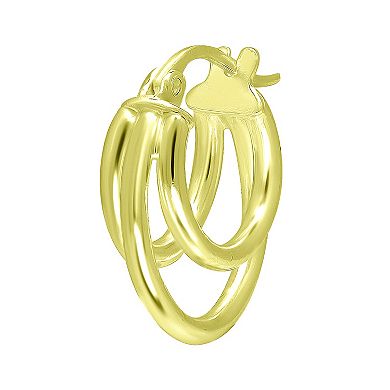 Aleure Precioso Sterling Silver 1.5 mm x 15 mm 3-Row Hoop Earrings
