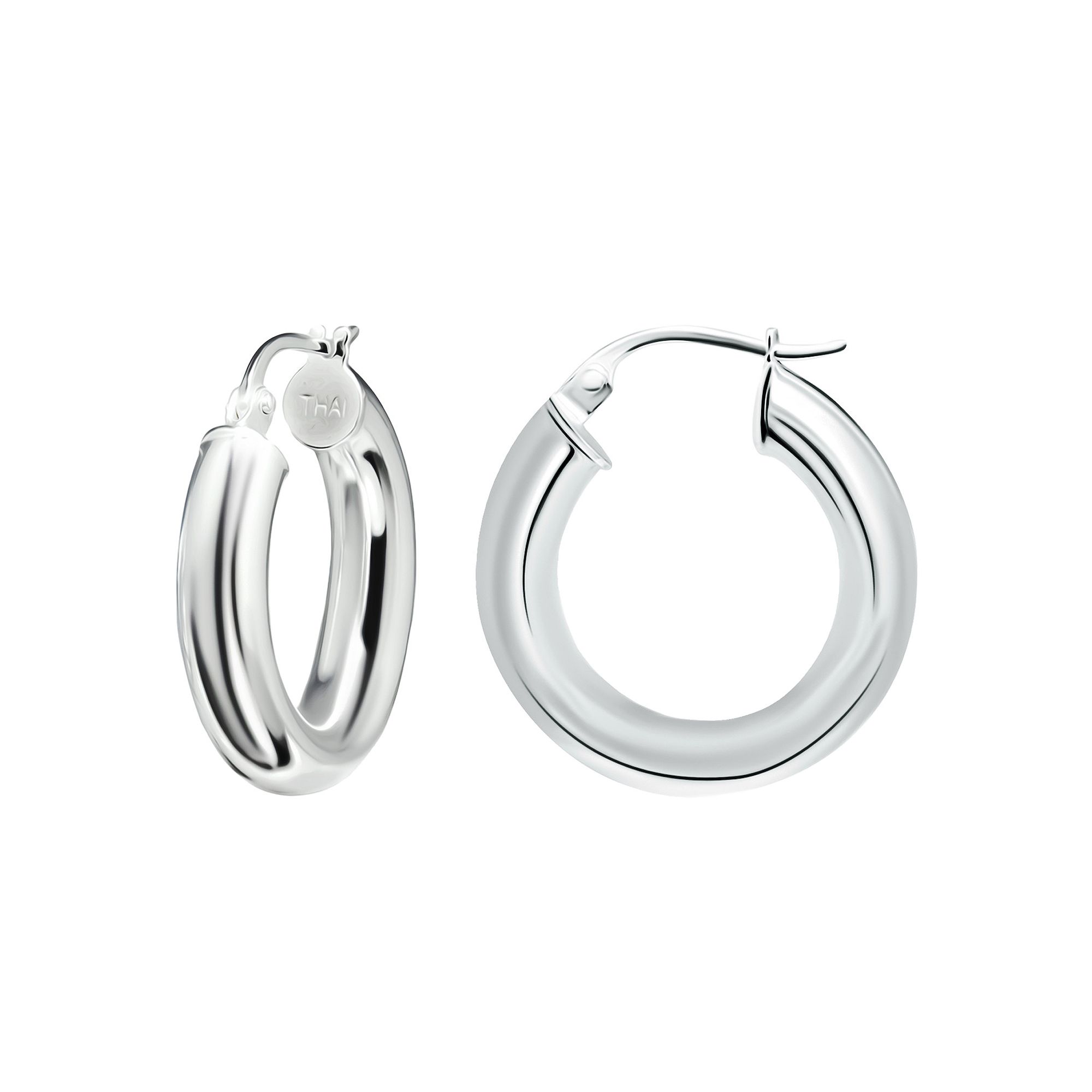 Aleure Precioso Sterling Silver Tube Hoop Earrings, Womens, Size: 20 mm