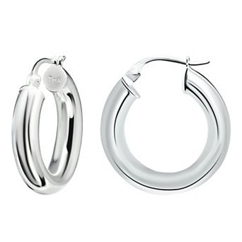 Aleure Precioso Sterling Silver Tube Hoop Earrings