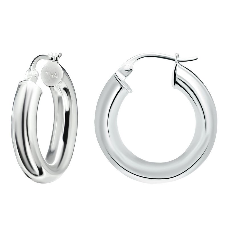 Aleure Precioso Sterling Silver Tube Hoop Earrings, Womens, Size: 15 mm