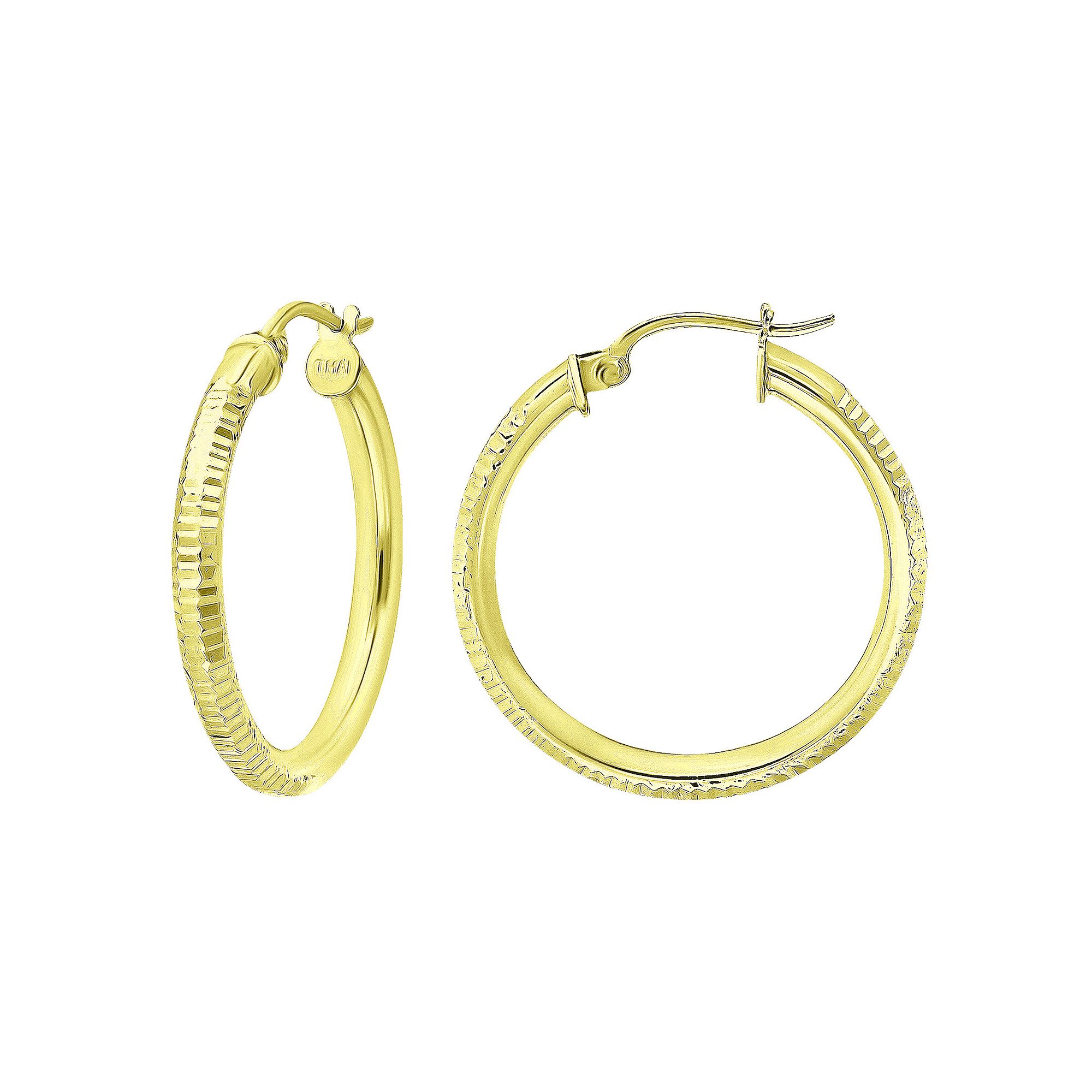 Aleure Precioso Sterling Silver Ribbed Textured Hoop Earrings, Womens, Siz