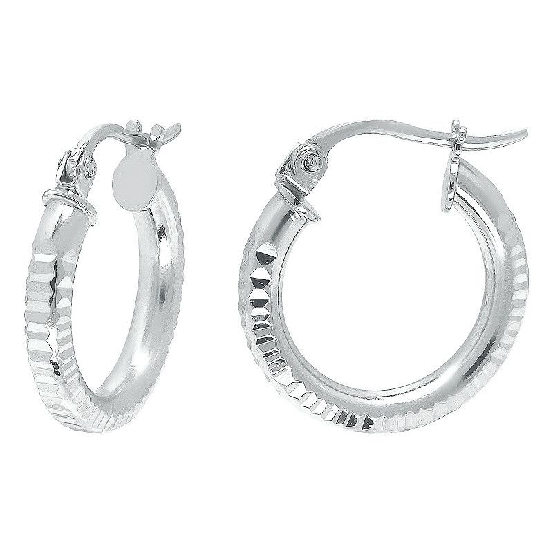 Aleure Precioso Sterling Silver Ribbed Textured Hoop Earrings, Womens, Siz