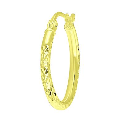 Aleure Precioso Sterling Silver Textured Hoop Earrings