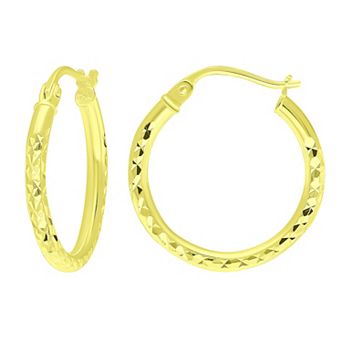 Aleure Precioso Sterling Silver Textured Hoop Earrings
