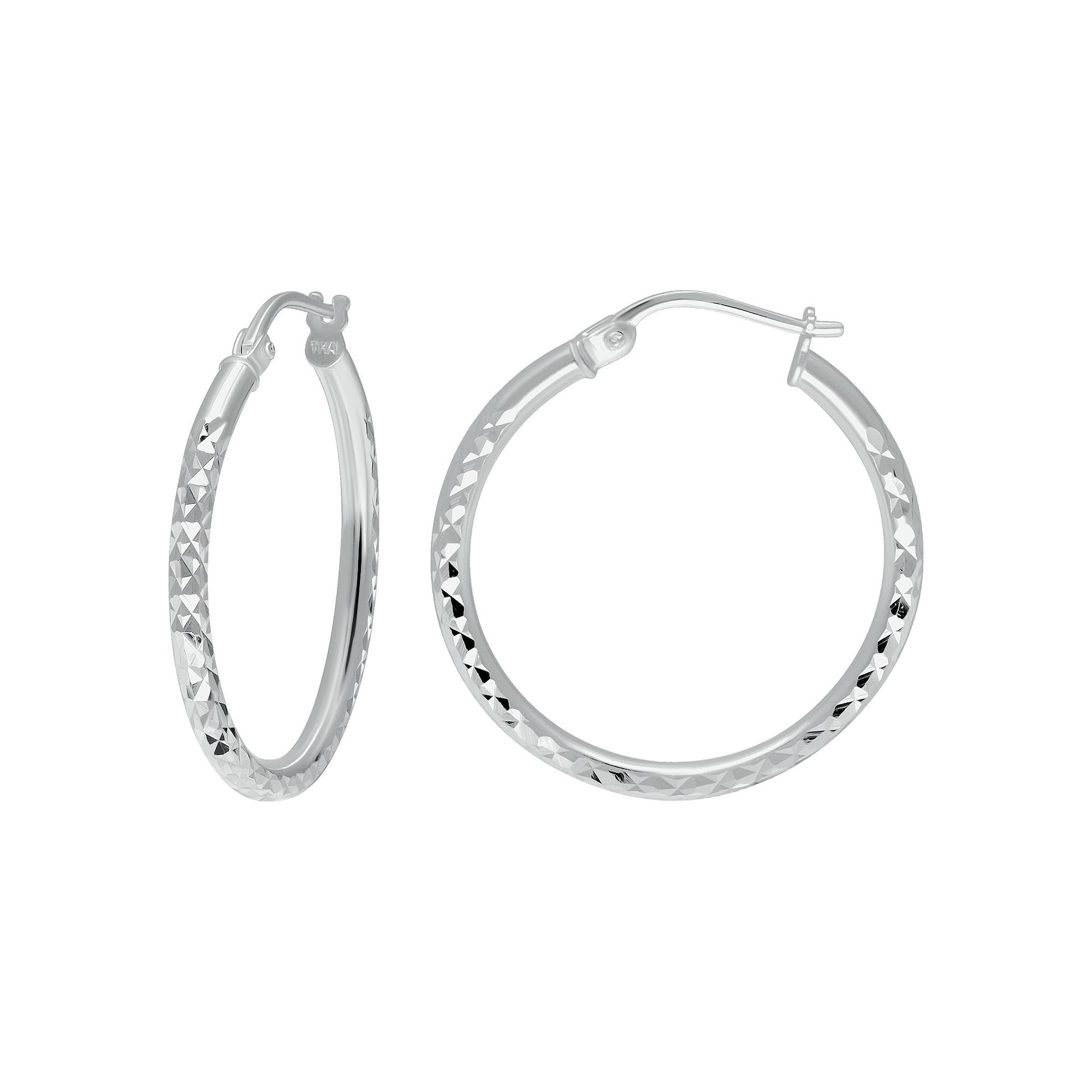 Aleure Precioso Sterling Silver Textured Hoop Earrings, Womens, Size: 30MM