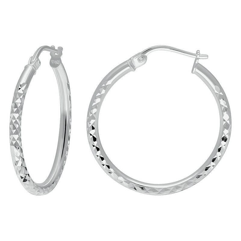 Aleure Precioso Sterling Silver Textured Hoop Earrings, Womens, Size: 25 m