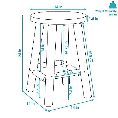 Sunnydaze Rustic Unfinished Fir Wood Indoor Backless Counter-Height Stool