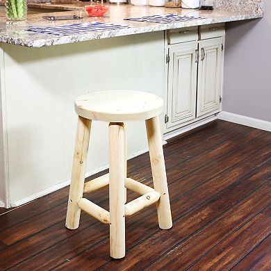 Sunnydaze Rustic Unfinished Fir Wood Indoor Backless Counter-Height Stool