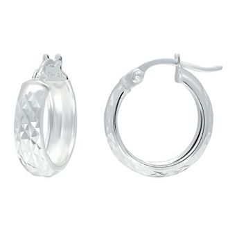 Aleure Precioso Sterling Silver Textured Hoop Earrings