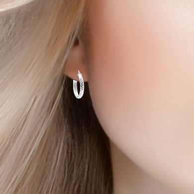 Aleure Precioso Sterling Silver Textured Hoop Earrings