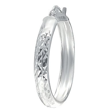 Aleure Precioso Sterling Silver Textured Hoop Earrings