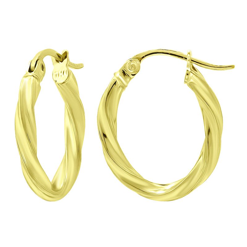 Aleure Precioso Sterling Silver Oval Twist Hoop Earrings, Womens, Size: 25
