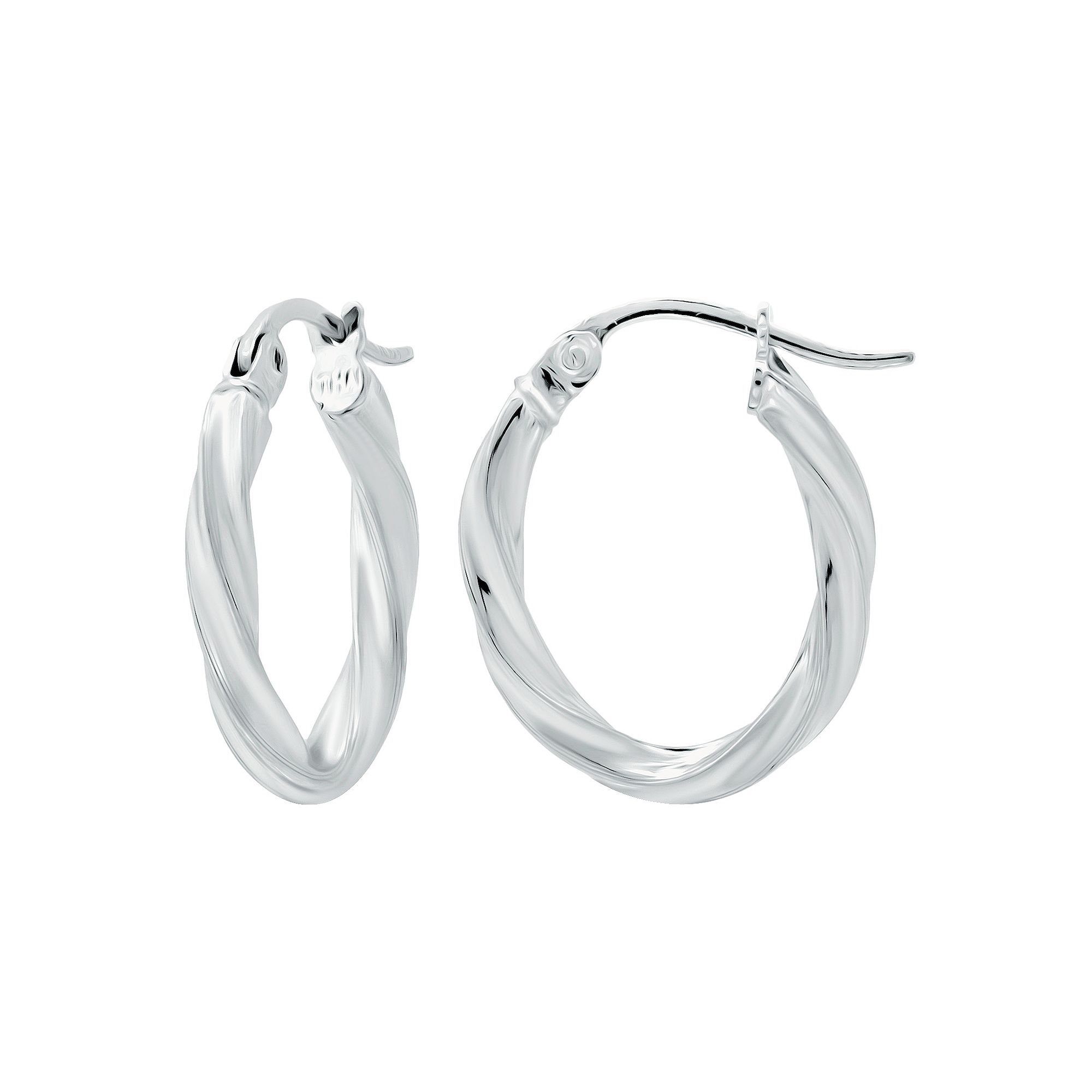 Aleure Precioso Sterling Silver Oval Twist Hoop Earrings, Womens, Size: 25