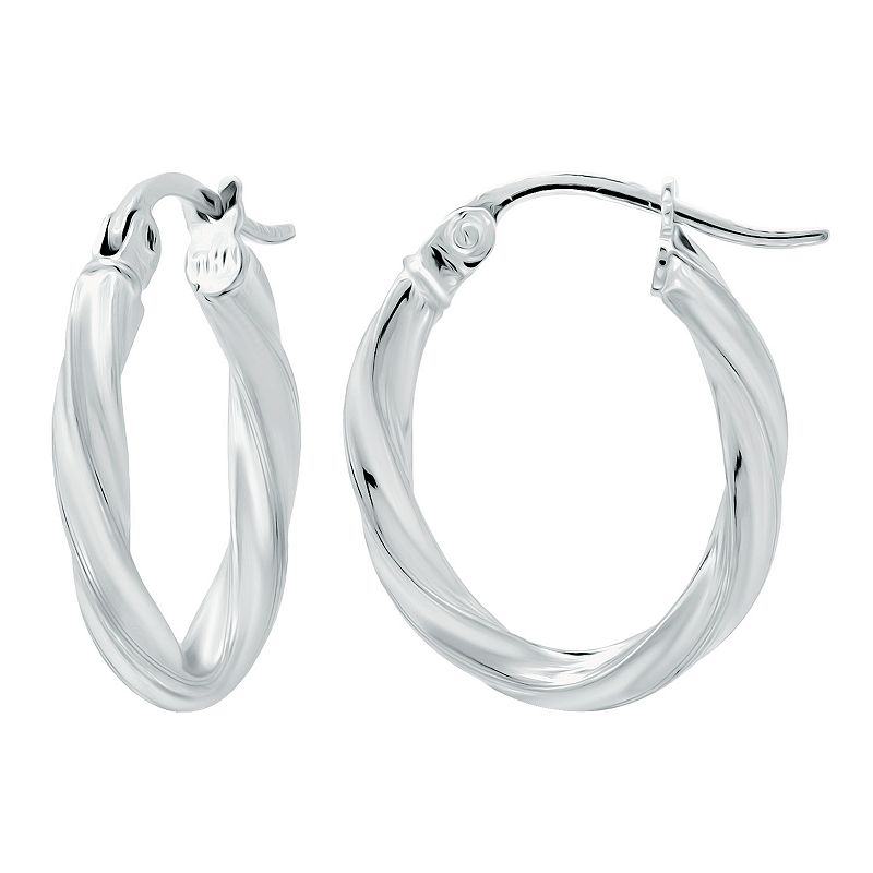 Aleure Precioso Sterling Silver Oval Twist Hoop Earrings, Womens, Size: 15