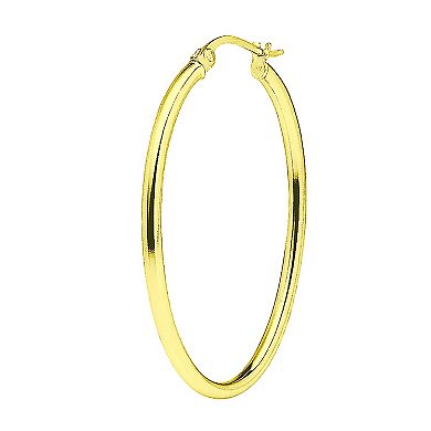 Aleure Precioso Sterling Silver Oval Hoop Earrings