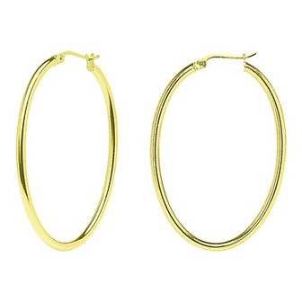 Aleure Precioso Sterling Silver Oval Hoop Earrings