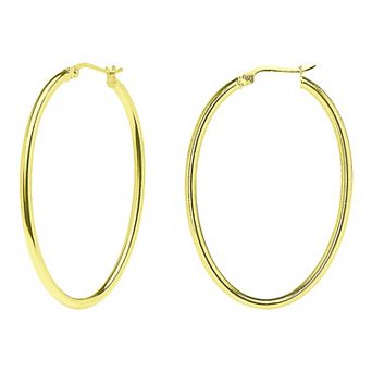 Aleure Precioso Sterling Silver Oval Hoop Earrings
